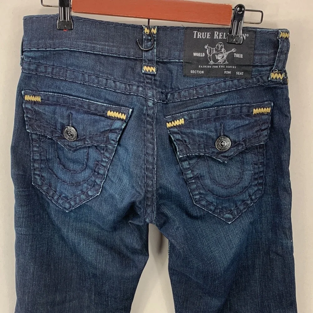 True Religion Ricky Relaxed Straight‎ Jeans Women’s Blue Dark Wash Denim Size 28 - Picture 15 of 16